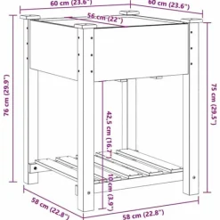 Sale Rustikt växtställ i massivt trä - Höjd växthylla för inomhus och utomhus | Storlek: 60x60x76 cm | Färg: Furu Växtställ