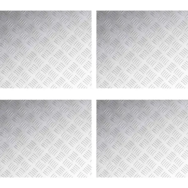 vidaXL Rutmönstrade Plattor 4 pcs Silver 60 x 50 cm Aluminium