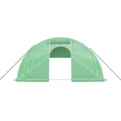 Rymligt växthus med stålram | Skydda växter och optimera tillväxt | Storlek: 72 m² | Färg: Grön | Mått: 18x4x2 m