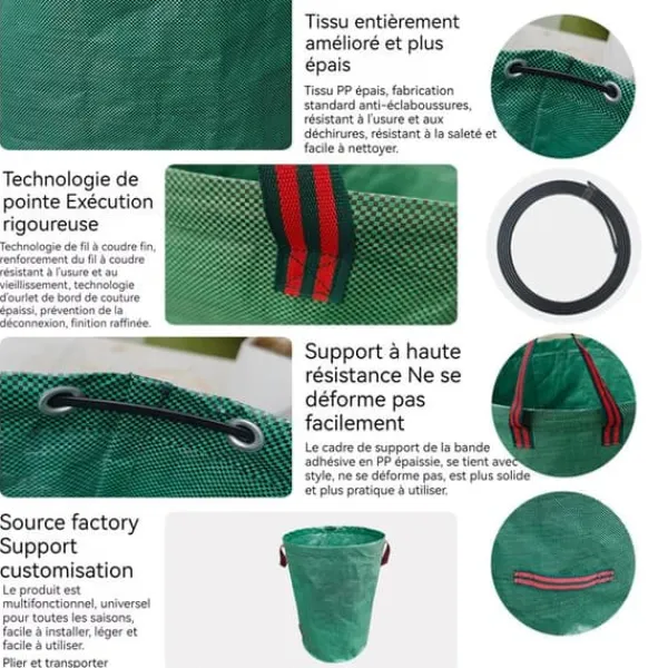 Sale Sacs de jardin INN® 300L 2PCS professionella trädgårdsavfallssäckar vattentäta lövsäckar robusta för gräsmatta och löv Trädgårdskorgar