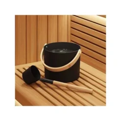 vidaXL Sauna-tillbehörsset - - Svart - Aluminium och massivt furu - 27x24x19 cm - Hink 7 L
