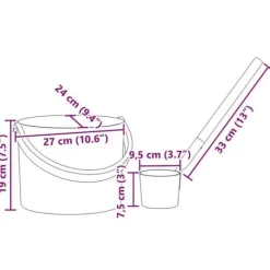 vidaXL Sauna-tillbehörsset - - Svart - Aluminium och massivt furu - 27x24x19 cm - Hink 7 L