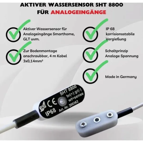 Outlet Schabus 200362 SHT 8800 Vattensensor för analoga ingångar Läckagedetektorer