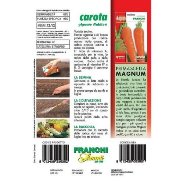 Hot SEMI CAROTA FLAKKEE 2 BUSTA MAGNUM FRANCHI SEMENTI Fröer & Lökar