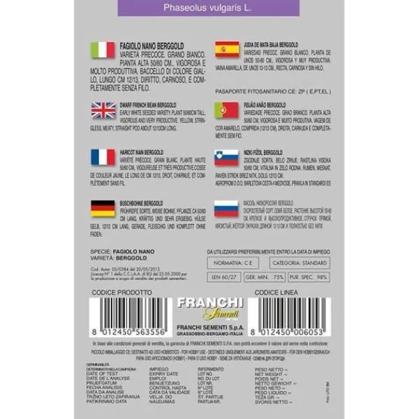 Discount SEMIFAGGIOLO NANO BERGGOLD FRANCHI SEMENTI Fröer & Lökar