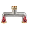 Online Set med 2 produkter. 2-vägs spliter med ventiler, invändig och utvändig gänga 3/4", nickiel MÄSSING Bevattning