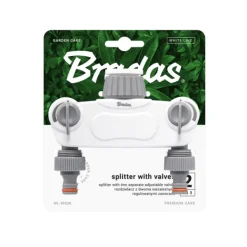 Set med 3 produkter. WHITE LINE SOLID 2-way manifold with 1 "or 3/4" tap valves