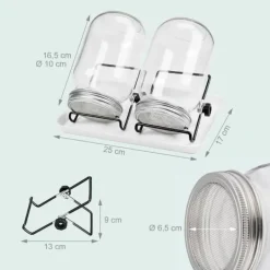 Set med groddningsburkar, 16,5x10 cm, Glas