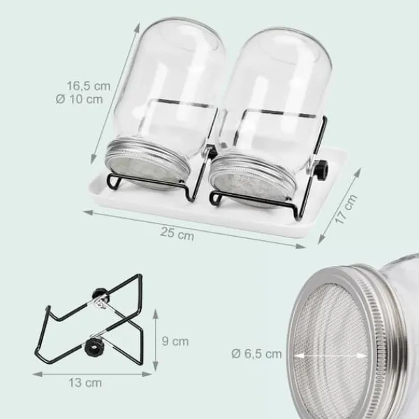 Set med groddningsburkar, 16,5x10 cm, Glas