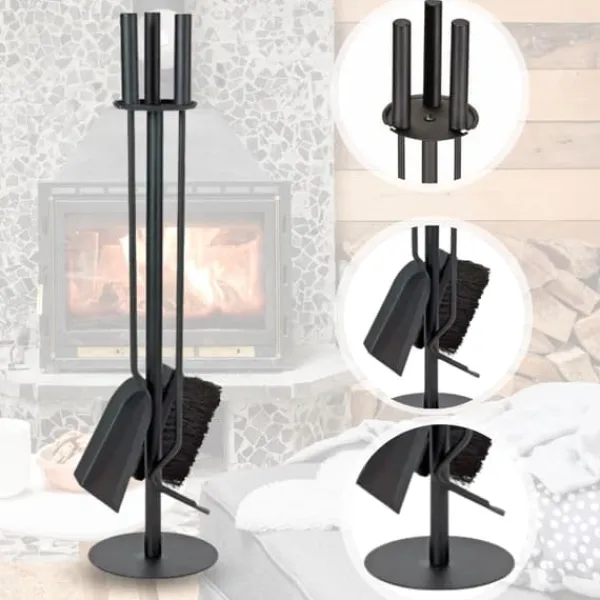 Discount Set med spis, kamin, borste, sopskyffel, tillbehör, 4-i-1-verktyg Tillbehör Till Vedeldade Kaminer & Öppna Spisar