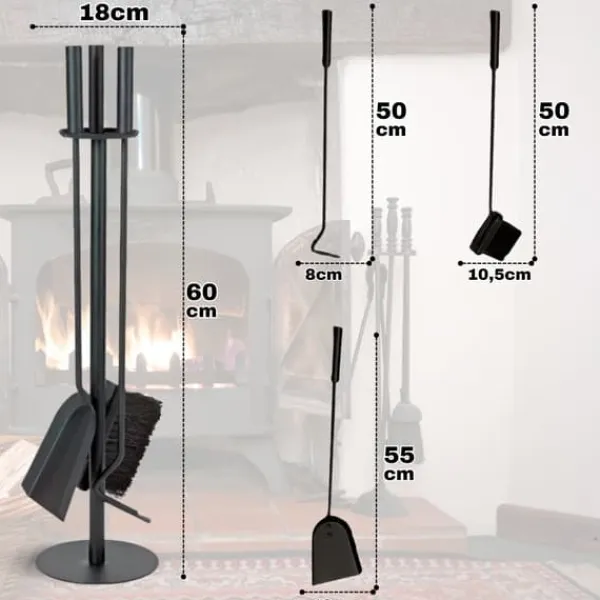Discount Set med spis, kamin, borste, sopskyffel, tillbehör, 4-i-1-verktyg Tillbehör Till Vedeldade Kaminer & Öppna Spisar