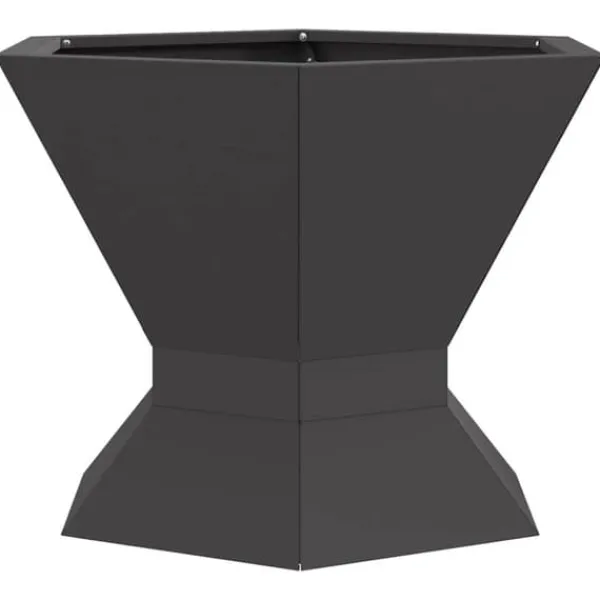 Hot Sexkantig utomhus eldstad i svart stål | Storlek: 50x50x40 cm | Hållbar och rostbeständig Öppna Spisar