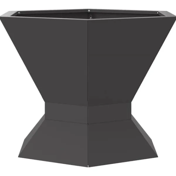 Hot Sexkantig utomhus eldstad i svart stål | Storlek: 50x50x40 cm | Hållbar och rostbeständig Öppna Spisar