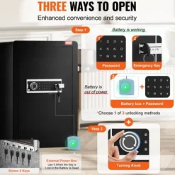 Säkerhetsbox, 99 L, 63x40x35 cm, Svart, Stål
