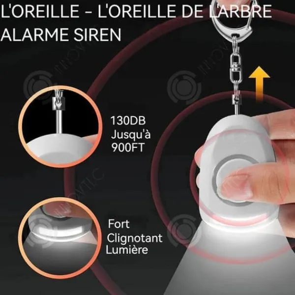 säkerhetshus personlig larm 130 dB hög volym LED-lampa nyckelring utomhus larm nyckelring