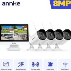 Säkerhetskamera, 8MP upplösning, nattseende upp till 100 fot,4PCS 8MP Kameror
