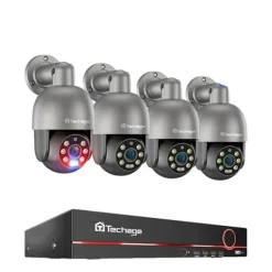 Outlet Säkerhetskamerasystem, AI-ansiktsigenkänning, tvåvägsljud,Ingen, 8CH 4 PTZ-kamera Säkerhetsmonitorer & Videokameror