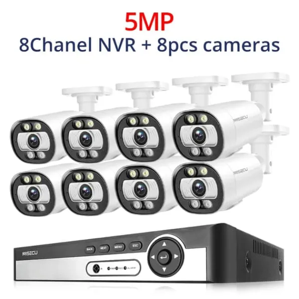 Best Säkerhetskamerasystem, AI-ansiktsigenkänning, färgnattsyn,8CH NVR 8ST KAMERA 5MP, 1T Säkerhetsmonitorer & Videokameror
