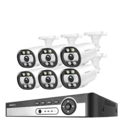 Discount Säkerhetskamerasystem, AI-ansiktsigenkänning, färgnattsyn,8CH NVR 6ST KAMERA 5MP, Ingen Säkerhetsmonitorer & Videokameror