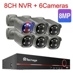 Best Säkerhetskamerasystem, 4K HD-upplösning, tvåvägsljud, Ingen, 8CH 6 st 8MP Kamera Säkerhetsmonitorer & Videokameror