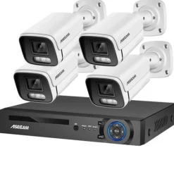 Säkerhetskamerasystem, 4K-upplösning, AI-färgnattsyn, , 1T, 4CH NVR and 4 Camera