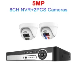 Säkerhetskamerasystem, 4K-upplösning, AI-ansiktsigenkänning,8CH NVR 2 KAM 5MP, 1T Säkerhetsmonitorer & Videokameror