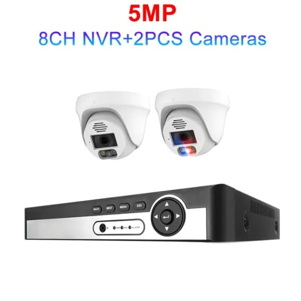 Säkerhetskamerasystem, 4K-upplösning, AI-ansiktsigenkänning,8CH NVR 2 KAM 5MP, 1T Säkerhetsmonitorer & Videokameror