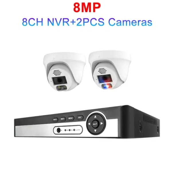 New Säkerhetskamerasystem, 4K-upplösning, AI-ansiktsigenkänning,8CH NVR 2 KAM 8MP, 4T Säkerhetsmonitorer & Videokameror