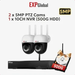 New Säkerhetskamerasystem, 5MP upplösning, tvåvägsljud,500g, 1xNVR 2x5MP PTZ-kamera, EU-kontakt Säkerhetsmonitorer & Videokameror