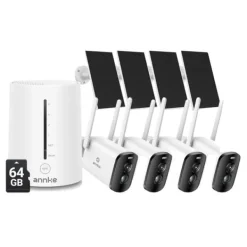 Discount Säkerhetskamerasystem, 4MP upplösning, panorering och lutning funktionalitet,5200mAh 4St 64G Säkerhetsmonitorer & Videokameror