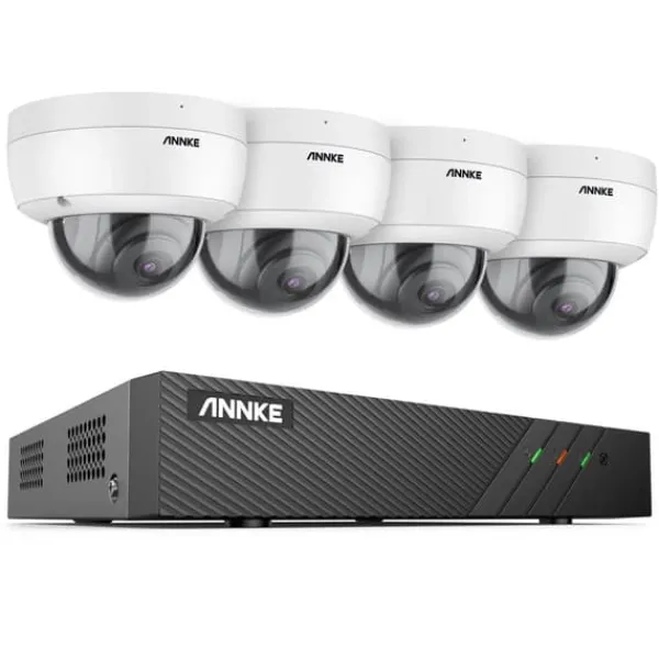 Säkerhetskamerasystem, 5MP upplösning, 8-kanals videoingång, MicroSD lagring,8CH NVR 4Pcs Kamera-a, 2T
