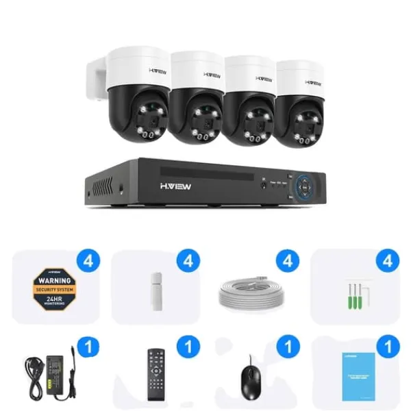 Säkerhetskamerasystem, 8MP upplösning, AI-detektionsteknik,8MP 4PCS Kameror, 2T