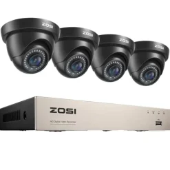 Säkerhetskamerasystem, 1080P upplösning, H265+ komprimeringsteknologi, , 4 Black Cameras, 2T