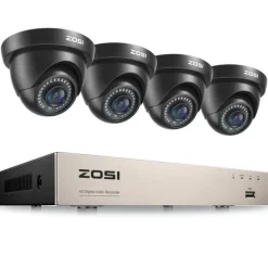 Säkerhetskamerasystem, 1080P upplösning, H265+ komprimeringsteknologi, , 4 Black Cameras, 2T