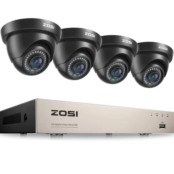 Säkerhetskamerasystem, 1080P upplösning, H265+ komprimeringsteknologi, , 4 Black Cameras, 2T