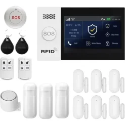 New Säkerhetslarmssystem, Smarta Hemintegration, Appkontroll,EU-plugg, 4G WiFi Kit D Hemlarmsystem