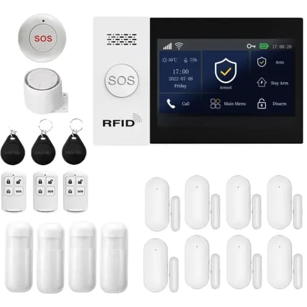 Säkerhetslarmssystem, Smarta Hemintegration, Appkontroll,4G WiFi Kit E, EU-plugg