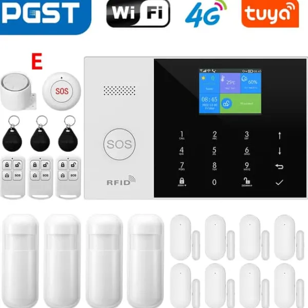 Discount Säkerhetssensor, Trådlös Anslutning, Smarta Hem Integration,4G WiFi Kit E, EU-kontakt Hemlarmsystem