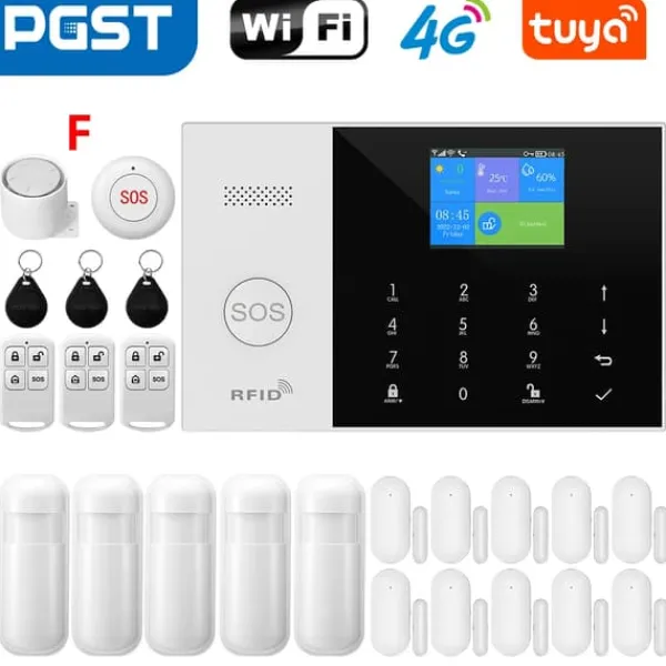 Discount Säkerhetssensor, Trådlös Anslutning, Smarta Hem Integration,4G WiFi Kit F, EU-kontakt Hemlarmsystem