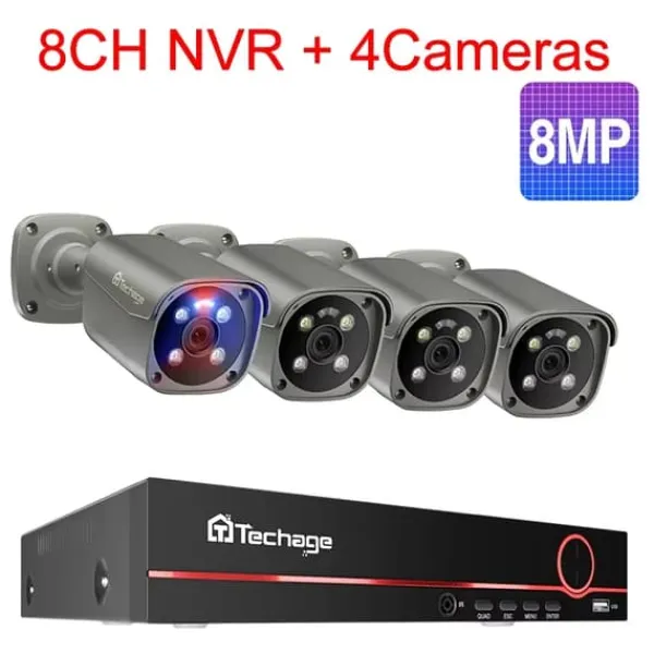 Säkerhetssystem, 8-kanal, 4K IP-kameror,1T Inbyggd HDD, 8CH 4St 8MP Kamera