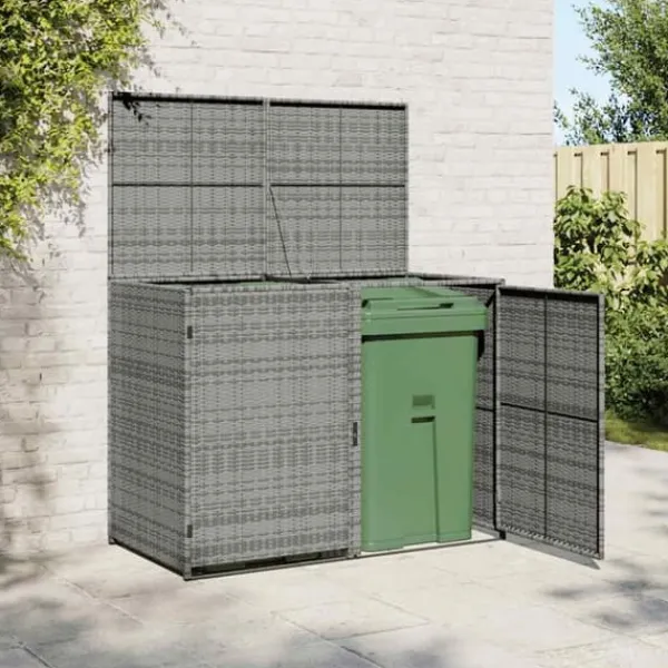 vidaXL Skjul för 2 soptunnor konstrotting antracit 148x77x111 cm