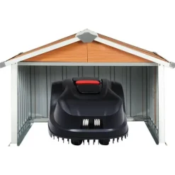 vidaXL Skjul för robotgräsklippare 92x97x63 cm galvaniserat stål brun