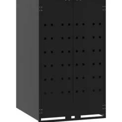 Discount Skjul för sopkärl för 2 platser svart 138x79x117 cm stål Skjul, Garage & Carports