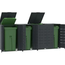vidaXL Skjul för sopkärl för 4 platser antracit 276x79x117 cm stål