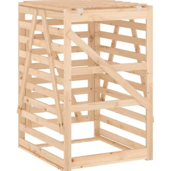 Best Skjul för sopkärl i massiv furu - Ventilerad design | Storlek: 84x90x128,5 cm Kompostering