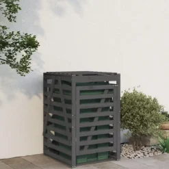 vidaXL Skjul för sopkärl 84x90x128,5 cm grå massiv furu