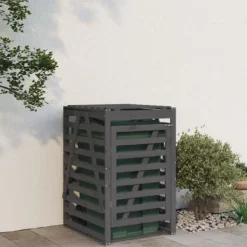 vidaXL Skjul för sopkärl 84x90x128,5 cm grå massiv furu