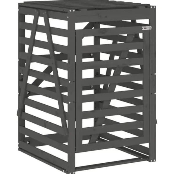 vidaXL Skjul för sopkärl 84x90x128,5 cm grå massiv furu