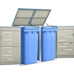Online Skjul till två sopkärl 138x77,5x112,5 cm rostfritt stål Skjul, Garage & Carports