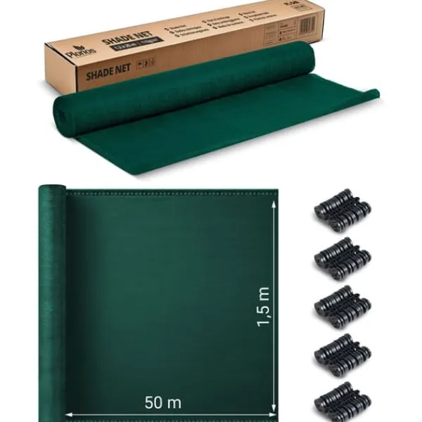 Discount Skuggnät 1,5x50m 110 g/m2 + 50 klämmor gröna Markduk & Fiberduk